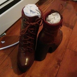 Platform Burgundy Lace Boots